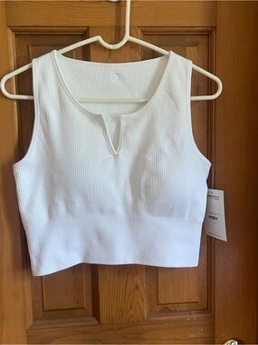 Born Primitive White Ribbed Notch-Neck Crop Tank
